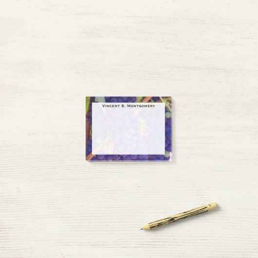 Monogram Blauwe Paarse Druivenstokken Post-it® Notes (Op bureau)