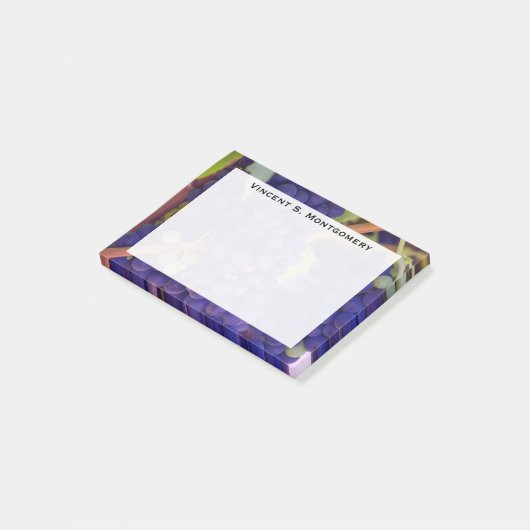Monogram Blauwe Paarse Druivenstokken Post-it® Notes (Schuin)