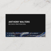 Monogram | Blauwe Paarse Gouden Marmer Visitekaartje (Achterkant)