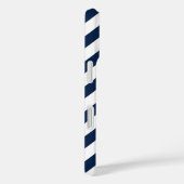 Monogram blauwe roze diagonaal strepen Case-Mate iPhone case (Achterkant / Rechts)