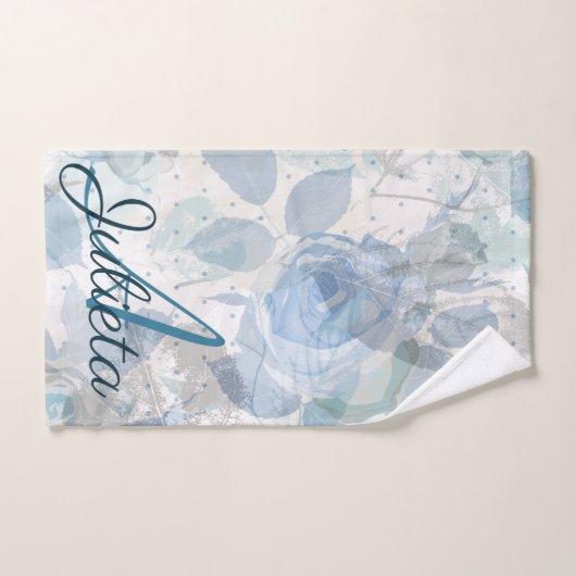 Monogram blauwe Rozen Bad Handdoek (Handdoek)