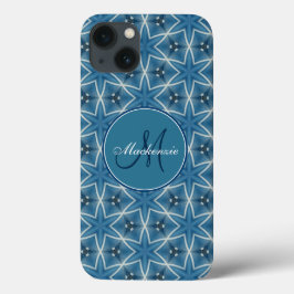 Monogram Blauwe Sterren Geometrisch Herhalend Patr Case-Mate iPhone Case