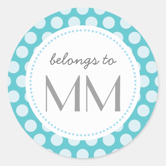 Monogram Blauwe Stippen - DIY Labels (Voorkant)