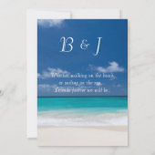 Monogram blauwe strand trouwkaarten kaart (Achterkant)