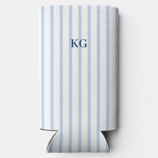 monogram blauwe streep seltzer blikjeskoeler (Achterkant)