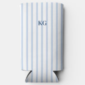 monogram blauwe streep seltzer blikjeskoeler (Voorkant)