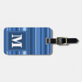 Monogram blauwe strepen bagagelabel (Voorkant horizontaal)