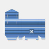 Monogram blauwe strepen bedankdoosjes (Uitgevouwen)