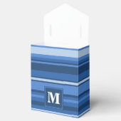 Monogram blauwe strepen bedankdoosjes (Geopend)