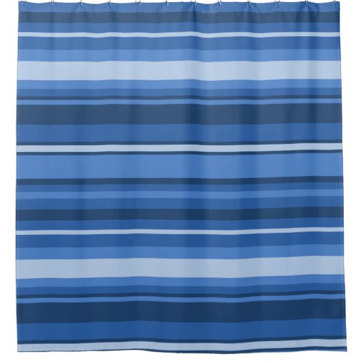 Monogram blauwe strepen douchegordijn (Voorkant)