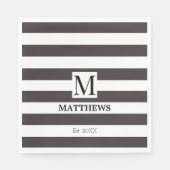 Monogram Blauwe Strepen Familienaam Nautical Servet (Voorkant)