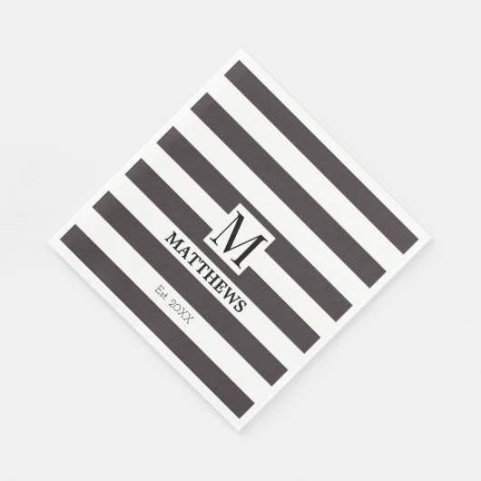 Monogram Blauwe Strepen Familienaam Nautical Servet (Hoek)