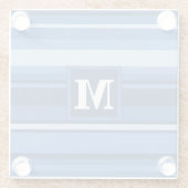 Monogram blauwe strepen glazen onderzetter (Achterkant)