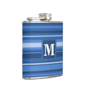 Monogram blauwe strepen heupfles (Rechts)