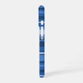 Monogram blauwe strepen  iPhone 16 hoesje (Linkerkant)