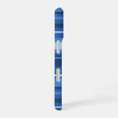 Monogram blauwe strepen  iPhone 16 hoesje (Rechterkant)