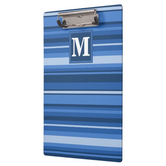 Monogram blauwe strepen klembord (Links)