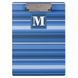 Monogram blauwe strepen klembord