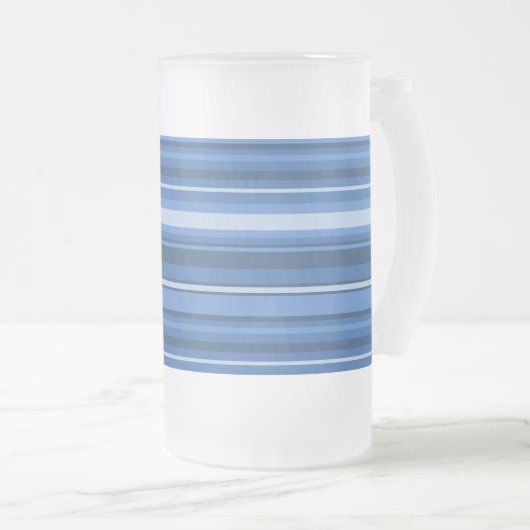 Monogram blauwe strepen matglas bierpul (Voorkant rechts)