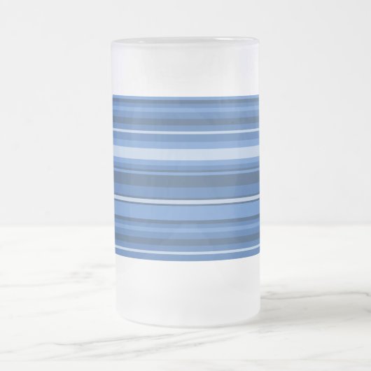 Monogram blauwe strepen matglas bierpul (Center)