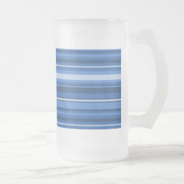 Monogram blauwe strepen matglas bierpul