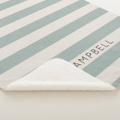 Monogram blauwe strepen Naam | Moderne bosbouw Sherpa Deken (3/4)