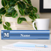 Monogram blauwe strepen naambordje