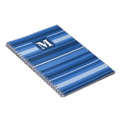 Monogram blauwe strepen notitieboek (Rechterzijde)
