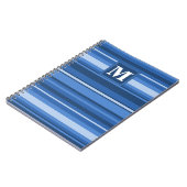 Monogram blauwe strepen notitieboek (Linkerzijde)