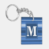 Monogram blauwe strepen sleutelhanger (Voorkant Links)