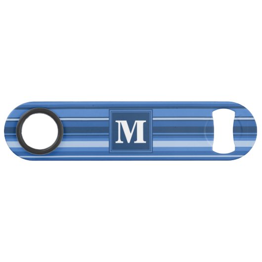 Monogram blauwe strepen speed flessenopener (Voorkant (Horizontaal))