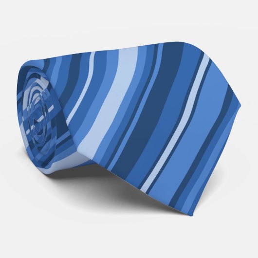 Monogram blauwe strepen stropdas (Opgerold)