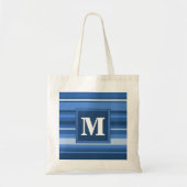 Monogram blauwe strepen tote bag (Voorkant)