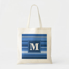 Monogram blauwe strepen tote bag