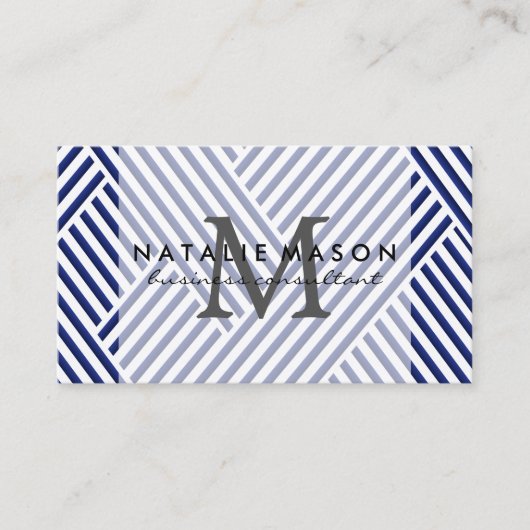 Monogram | Blauwe Strepen Visitekaartje (Voorkant)