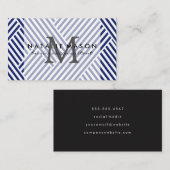 Monogram | Blauwe Strepen Visitekaartje (Voorkant / Achterkant)
