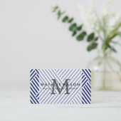 Monogram | Blauwe Strepen Visitekaartje (Staand voorkant)