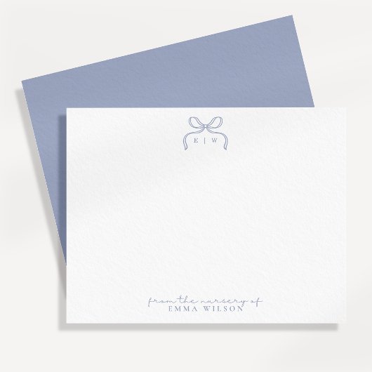 Monogram Blauwe Strik Kraam Briefkaart