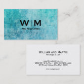 Monogram | Blauwe Textuur | Eenvoudig Visitekaartje (Voorkant / Achterkant)