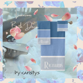 Monogram Blauwe tinten met witte handdoek