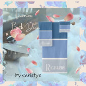 Monogram Blauwe tinten met witte handdoek