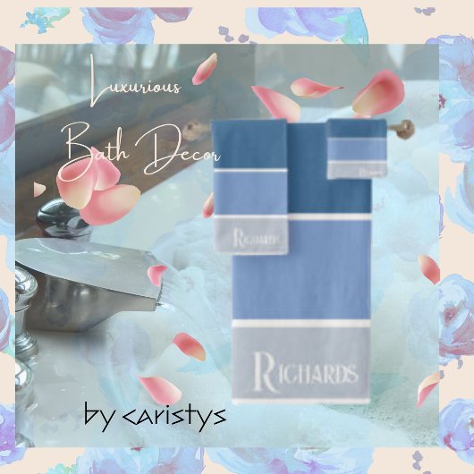 Monogram Blauwe tinten met witte handdoek