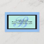 monogram blauwe turquoise visitekaartje (Achterkant)