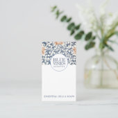 Monogram Blauwe Vines Roze Bloemen Craftsperson Visitekaartje (Staand voorkant)