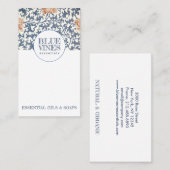 Monogram Blauwe Vines Roze Bloemen Craftsperson Visitekaartje (Voorkant / Achterkant)