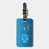 Monogram blauwe vinvis bagagelabel (Voorkant verticaal)