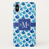 Monogram | Blauwe Waterverf Case-Mate iPhone Case (Achterkant)