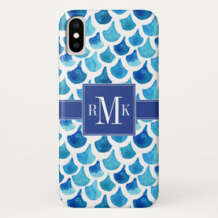 Monogram   Blauwe Waterverf Case-Mate iPhone Case