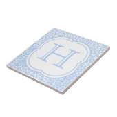 Monogram blauwe waterverf druppelt keramisch tegel tegeltje (Zijkant)