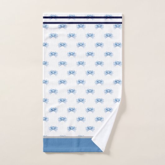 Monogram blauwe Waterverf krab nautische kust Bad Handdoek (Handdoek)